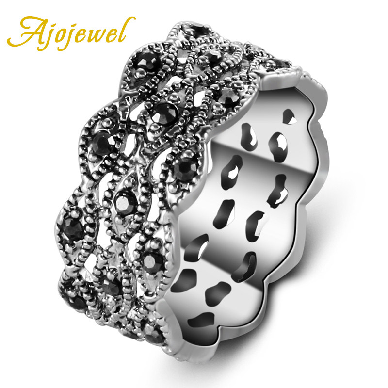 Vintage Collectible Jewelry - Ajojewel 3 warstwy pierścionek z kryształem