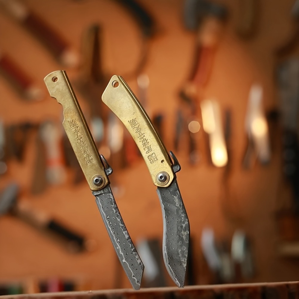 Vintage Collectible Pocket Knives - Składany nóż kieszonkowy z mosiężnym uchwytem
