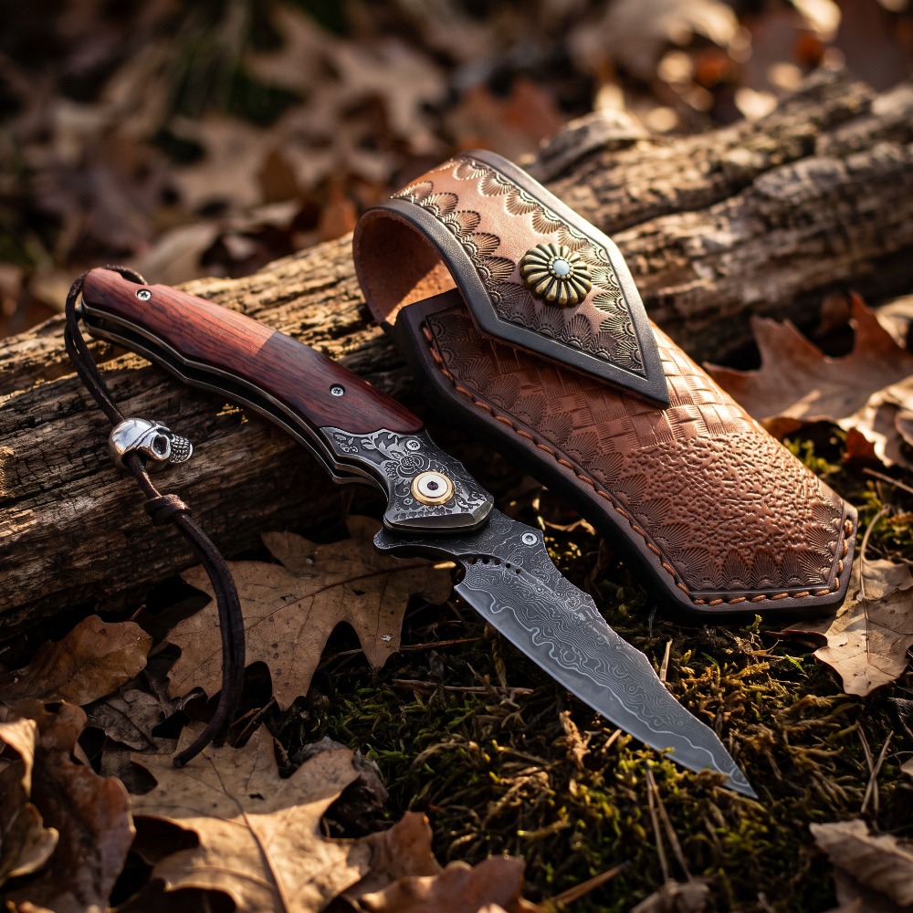 Vintage Collectible Pocket Knives - Nóż składany vintage z grawerowanym wzorem